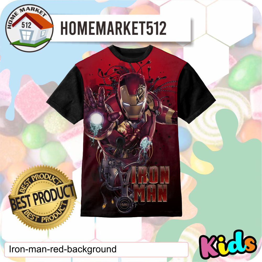 Kaos Anak Iron Man Red Background Kaos Anak Laki-Laki Dan Perempuan | HOMEMARKET512