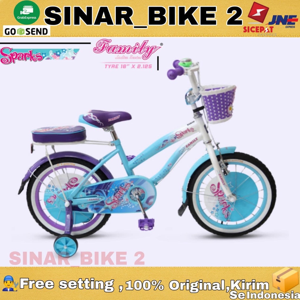 Sepeda Anak Perempuan Remaja FAMILY SPARKS 12 16 18 &amp; 20 Inch Keranjang