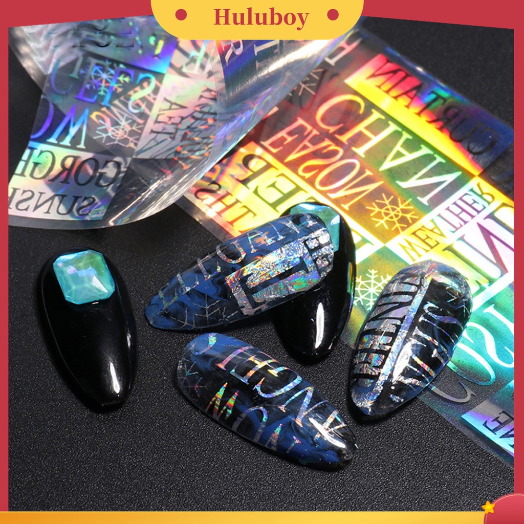 Huluboy Huluboy♡ 10pcs / Set Stiker Kuku Transfer Foil Motif Bintang Efek 3D Untuk Dekorasi Manicure