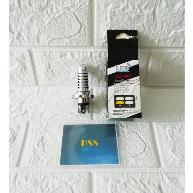 Lampu Depan / Utama Led Laser H4 2 Warna Putih + Kuning = Vixion.Verza, Mega Pro, KLX, Ninja 250, By