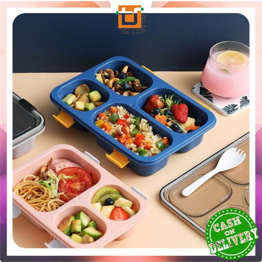 LT- [350 GR] [ PREMIUM ] Kotak Bekal Bersekat - 4 SEKAT | Lunch Box | Anti Bocor