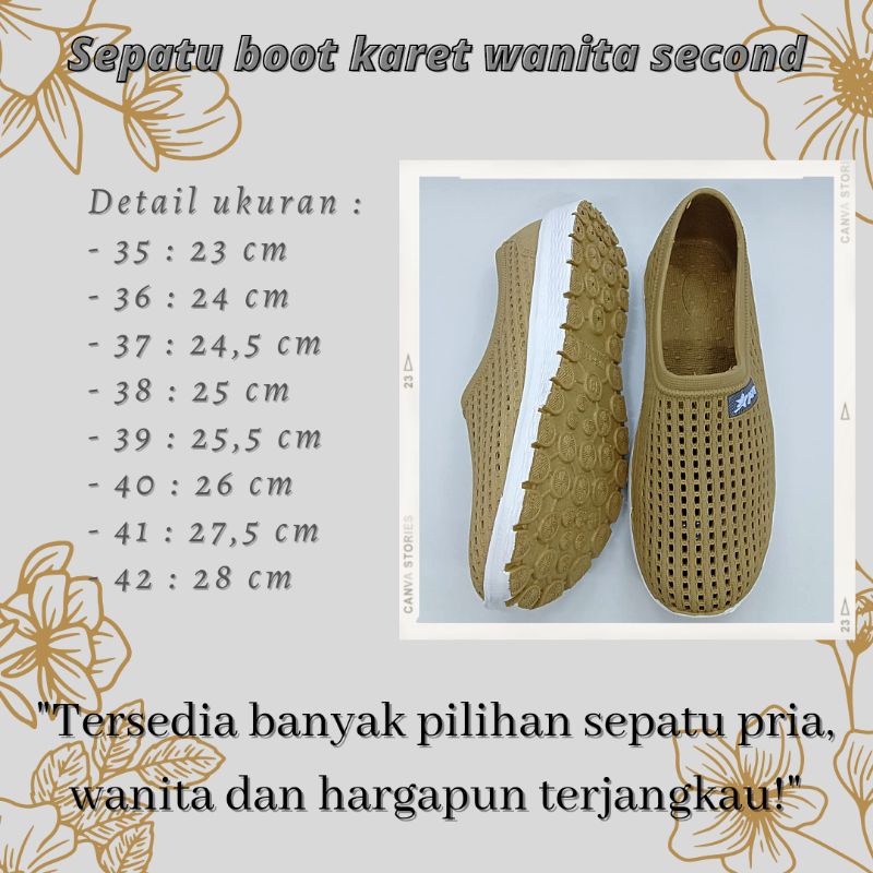 Sepatu boot karet wanita second