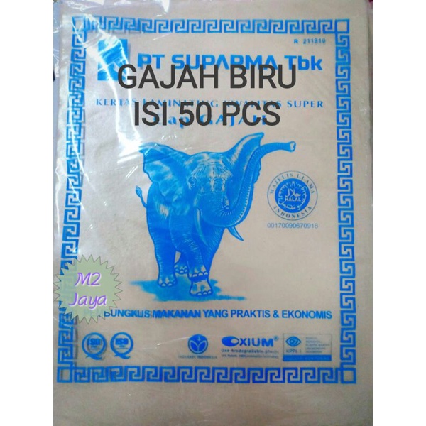 

KERTAS NASI/KERTAS BUNGKUS MAKANAN ISI 50 PCS Gajah Biru