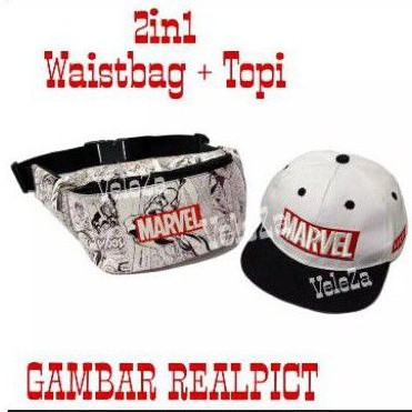 Waistbag anak karakter Marvell 2in1 - tas + topi