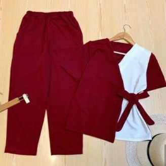 Setelan Wanita Kekinian 2021 Baju Perempuan Stelan Gadis Marshanda Lengan Pendek Dress Celana Panjan