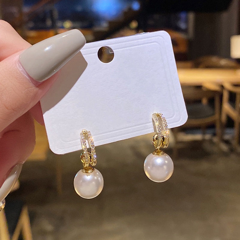 Anting Drop Hias Mutiara Gaya Korea Untuk Perempuan