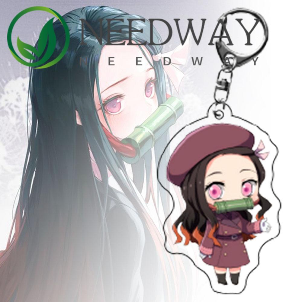 Needway  Acrylic Animation Peripheral Nezuko Figurine Model Demon Slayer Keychain Kimetsu No Yaiba Tanjirou Zenitsu Gifts Scultures Kyoujurou Key Ring