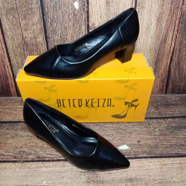 SELATU HAK CHUNKY WANITA (Peter Keiza) HITAM - PTZ20 | SEPATU HAK TAHU | SEPATU KERJA |SEPATU FORMAL