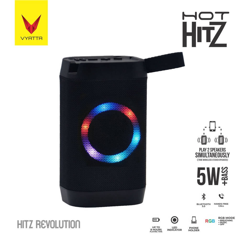 VYATTA Hot Hitz Speaker - Enhanced Bass, RGB LED, Stereo - Hot Hitz
