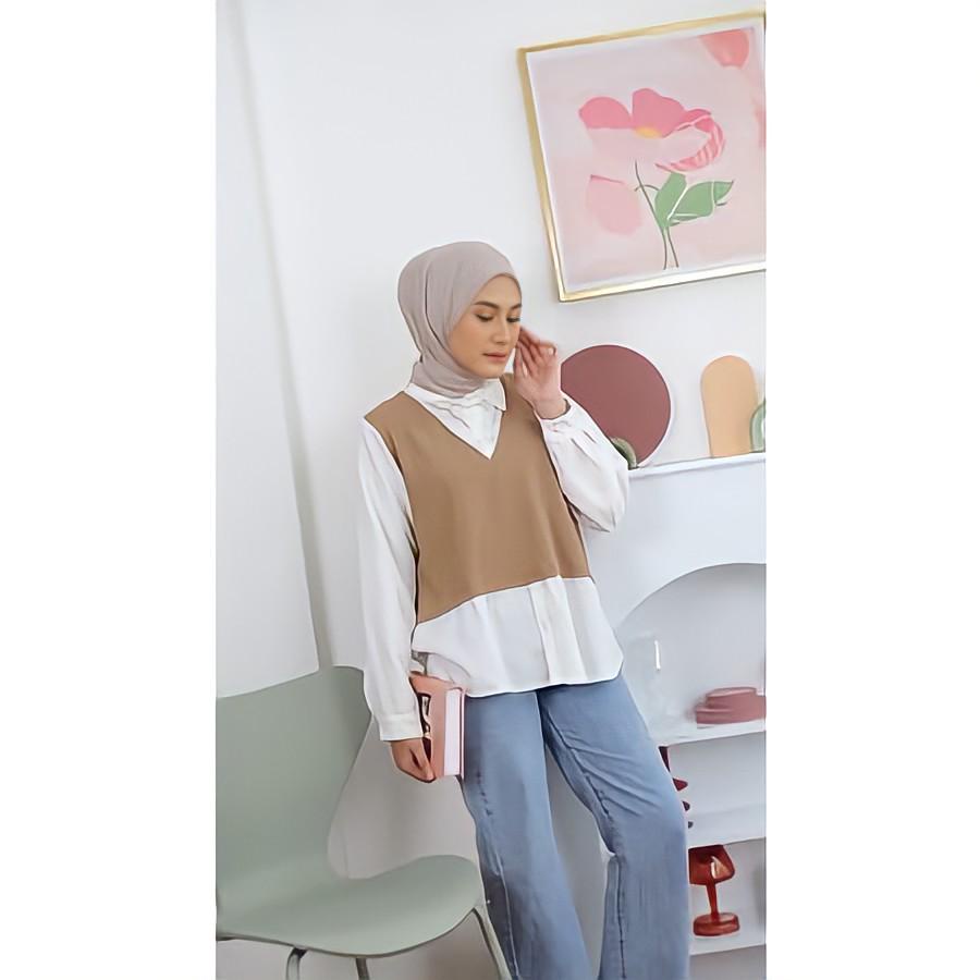 NARA BLOUSE KNIT KOMBI WOLFIS // BLOUSE WANITA