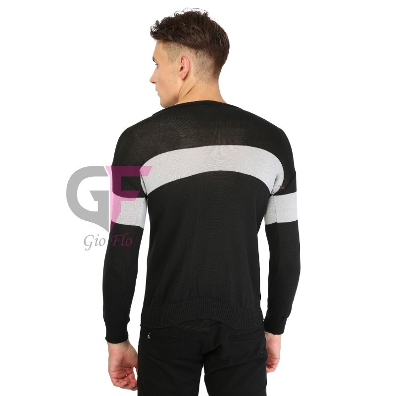 GIOFLO Pakaian Sweater Zipper Pria Rajut Hitam / SWE 1088