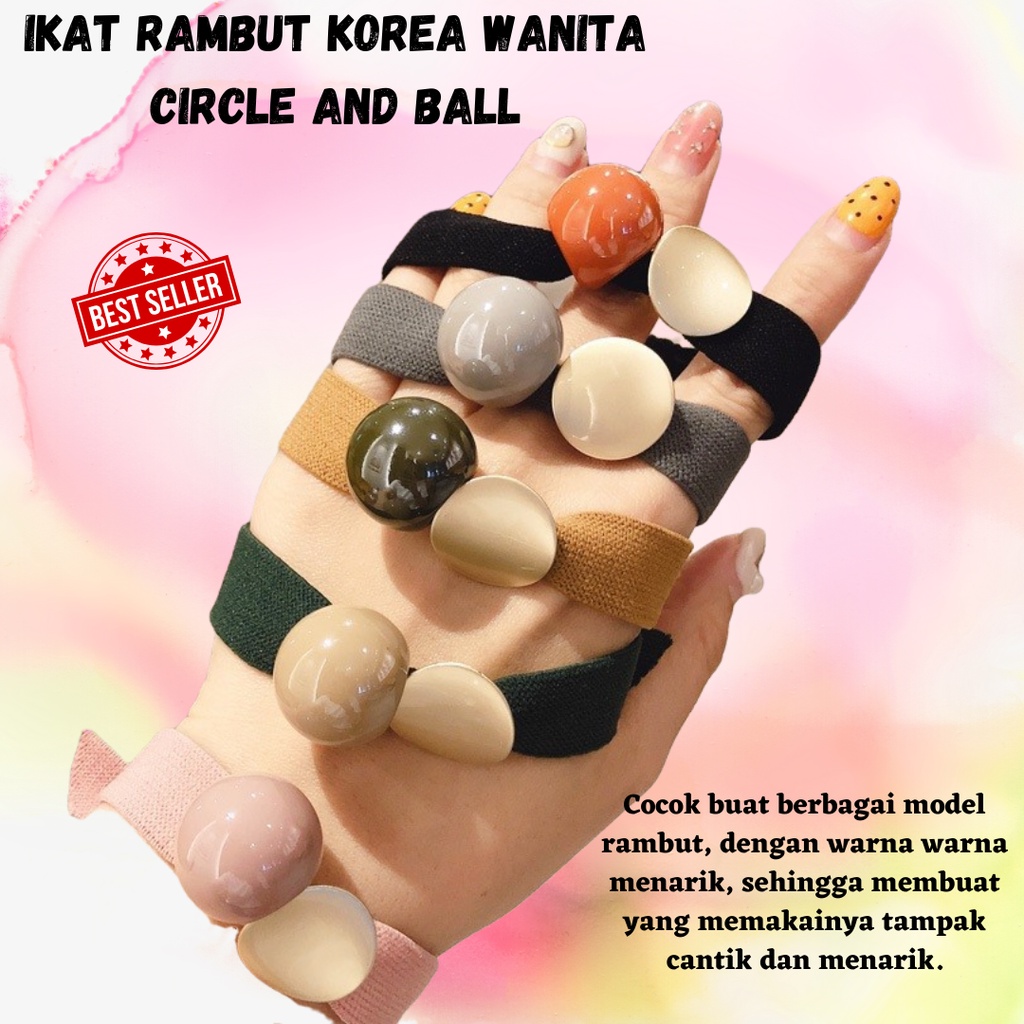 Terlaris!! Ikat Rambut Korea Wanita Circle And Ball Hair Band Fashion Wanita