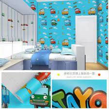 Wallpaper Linen Roll | Wallpaper Dinding | Dekorasi Kamar | Sticker dinding karakter   tayo CY1064