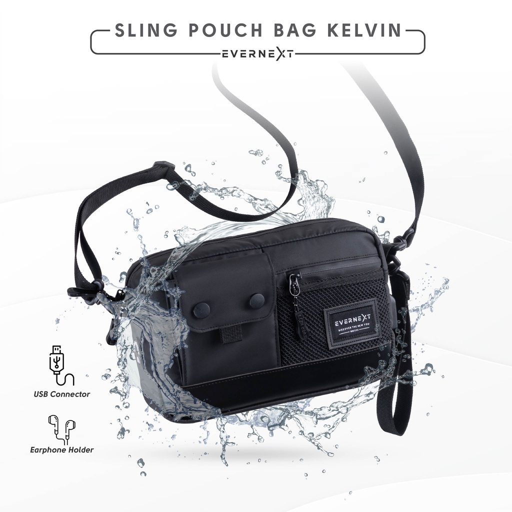Tas Selempang Pria KELVIN Anti Air Waist Bag Waterproof Kuat dan Premium