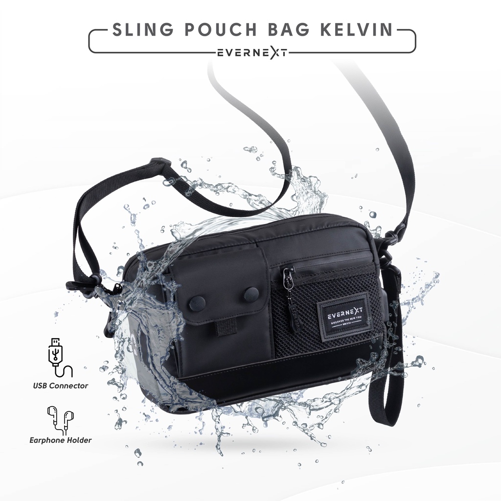 Handbag Tas Tangan Waterproof Anti Air Hitam bisa Selempang Sling Bag Bahu Clutch Bag Pria Wanita Anti Multifungsi 2 in 1