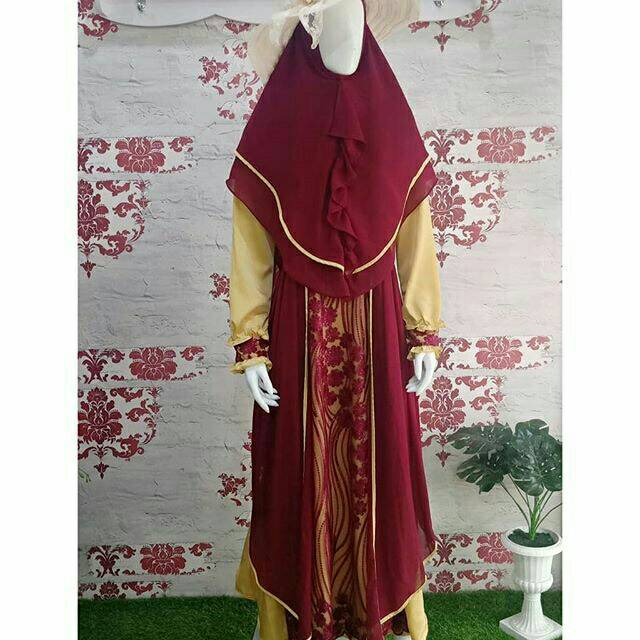 Gamis syari satin mix ceruty baenetta