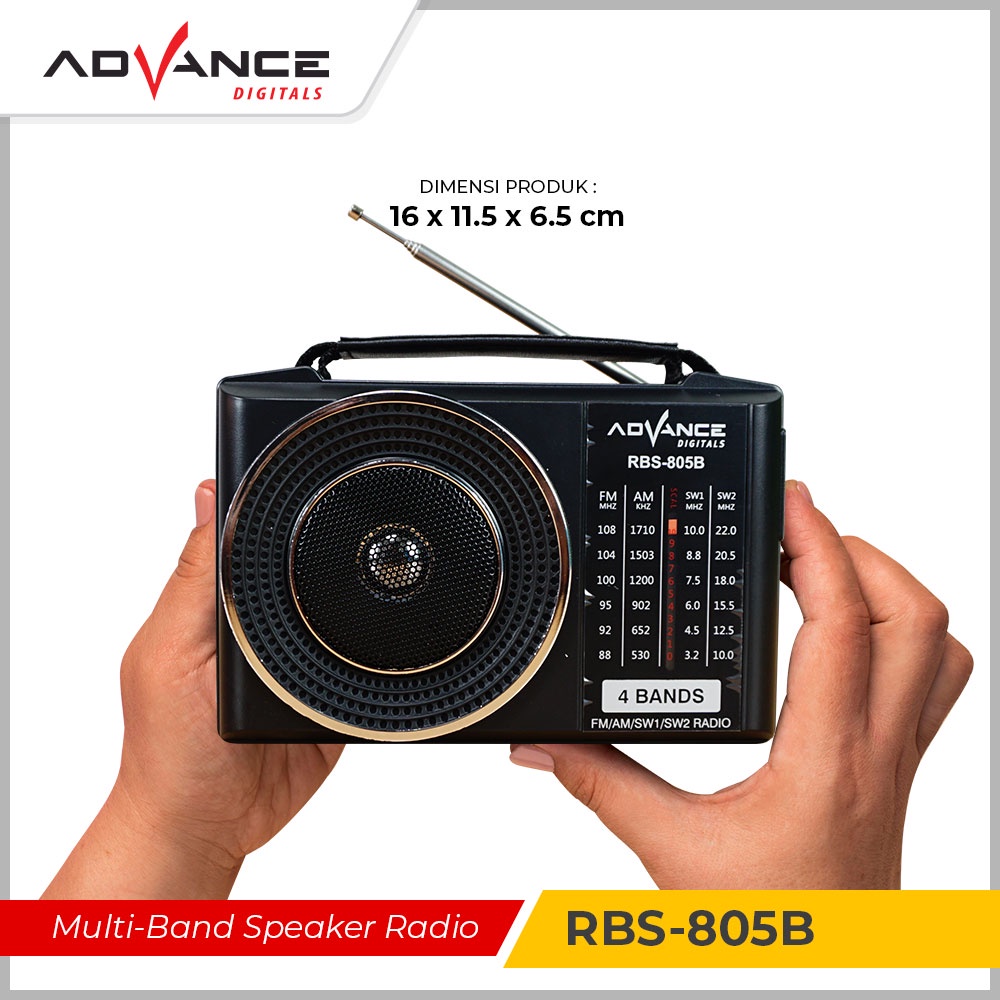 Radio ADVANCE RBS-805 FM / AM / SW1 / SW2 4 Band Speaker Radio - Baterai atau listrik