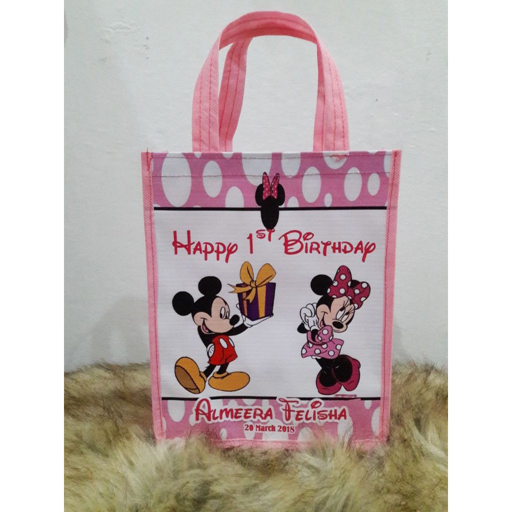 

Tas Ulang tahun Souvenir custom Goodiebag mickey mouse