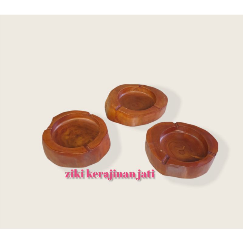 Asbak Alami Kayu Jati Finishing Plituran