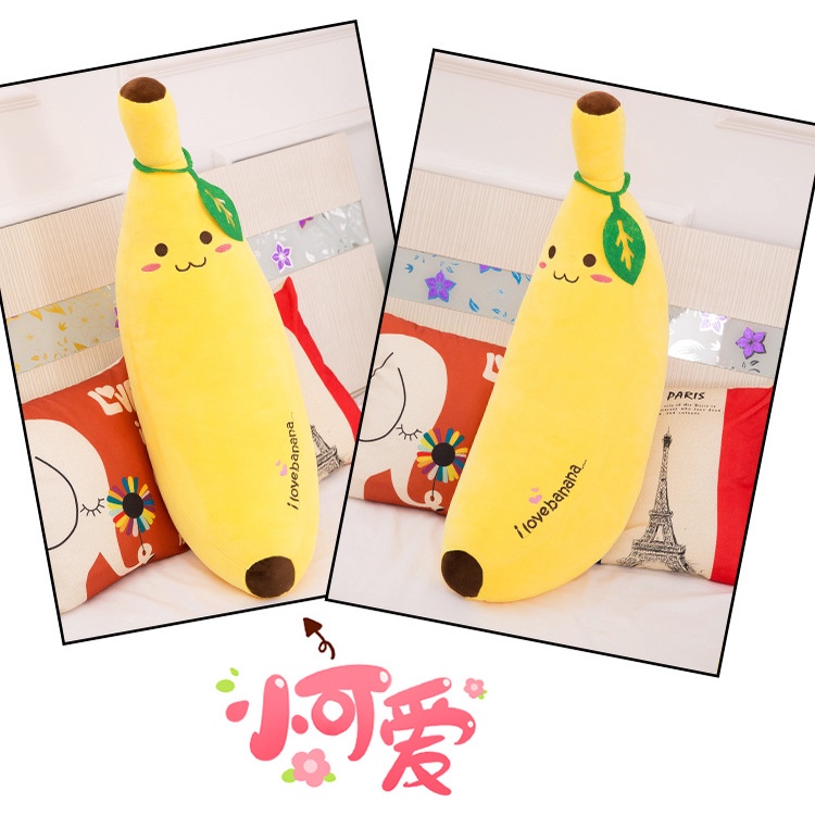 Boneka Pisang Bordir Boneka Plush Model Pisang Banana Jumbo Ukuran M/L/XL Bahan Lembut Halus