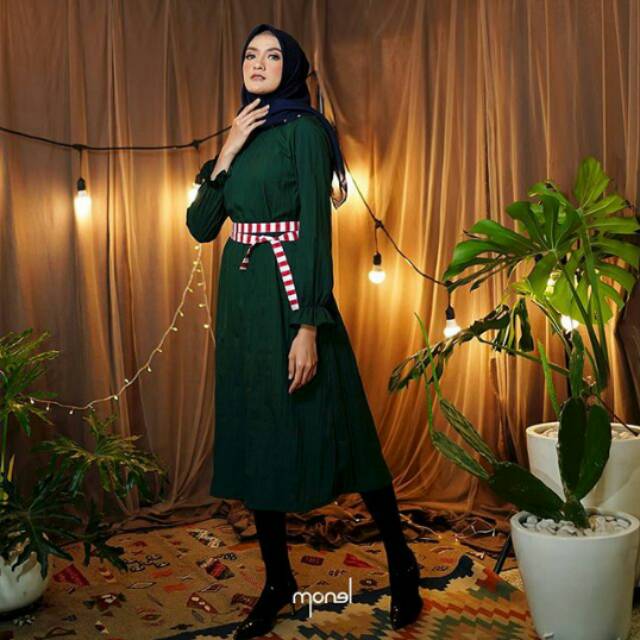 Midi green / monel / atasan monel / midi dress / midi dress monel