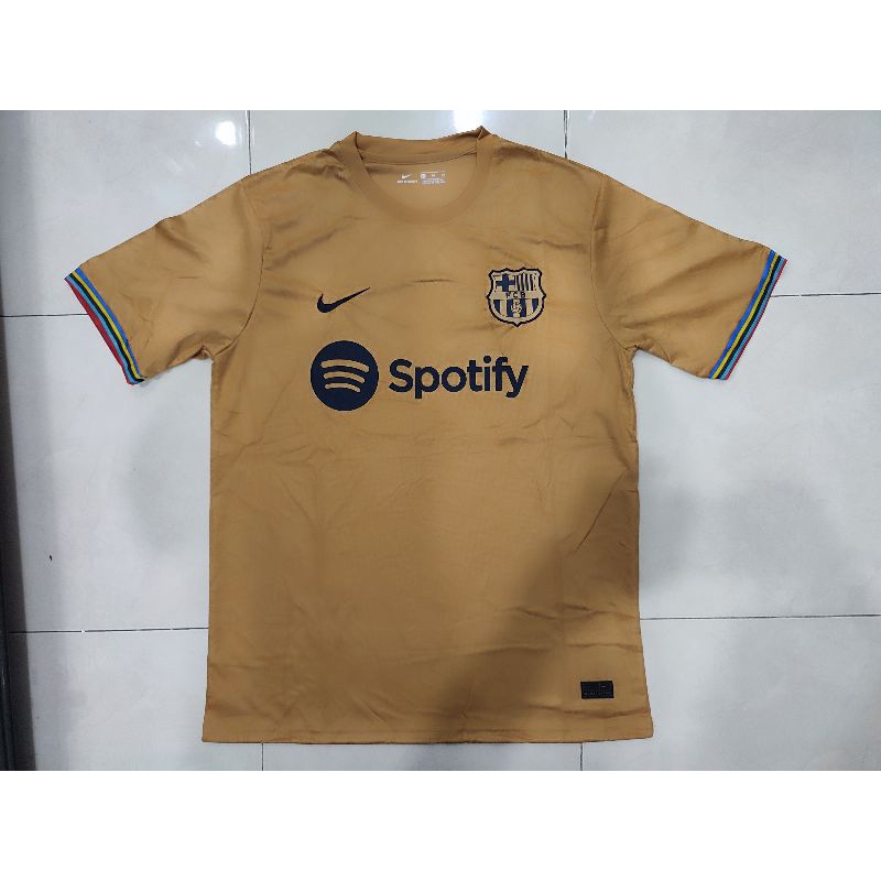 1 set Jersey bola Barcelona away gold 2022 2023/Jersey Barca away  gold 22 23/Barca gold 22 23/Barca