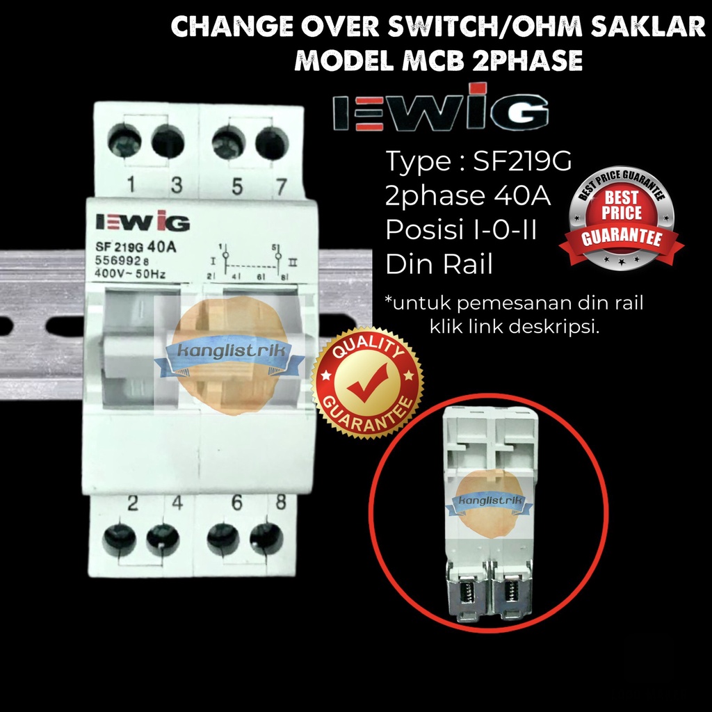 COS OHM SAKLAR MODEL MCB 2PHASE 40A CHANGE OVER SWITCH DIN RAIL 2P 40A