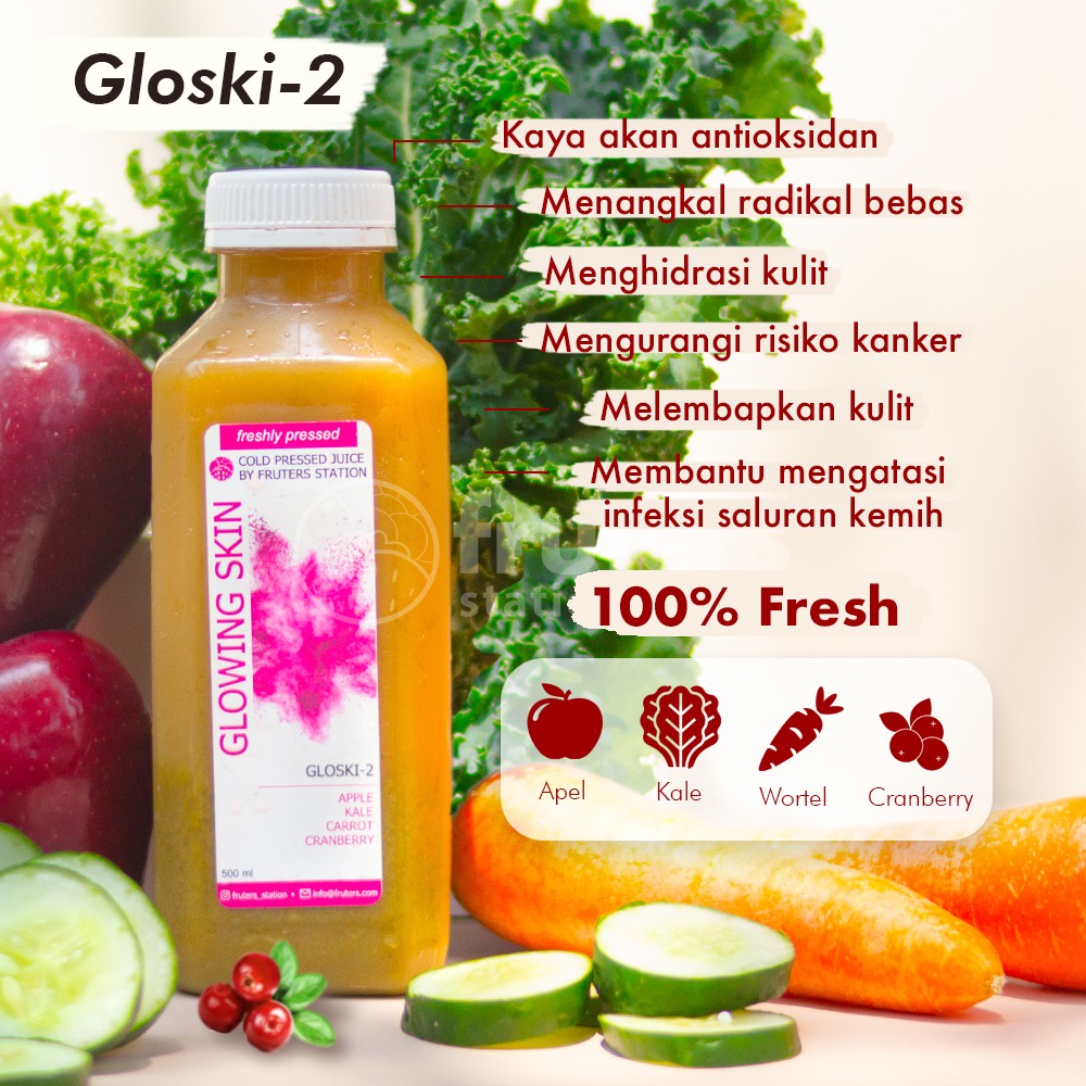 

[GLOSKI-2] Cold Pressed Juice 100% Murni (Jus Sehat / Diet) Glowing Skin - Fruters Station