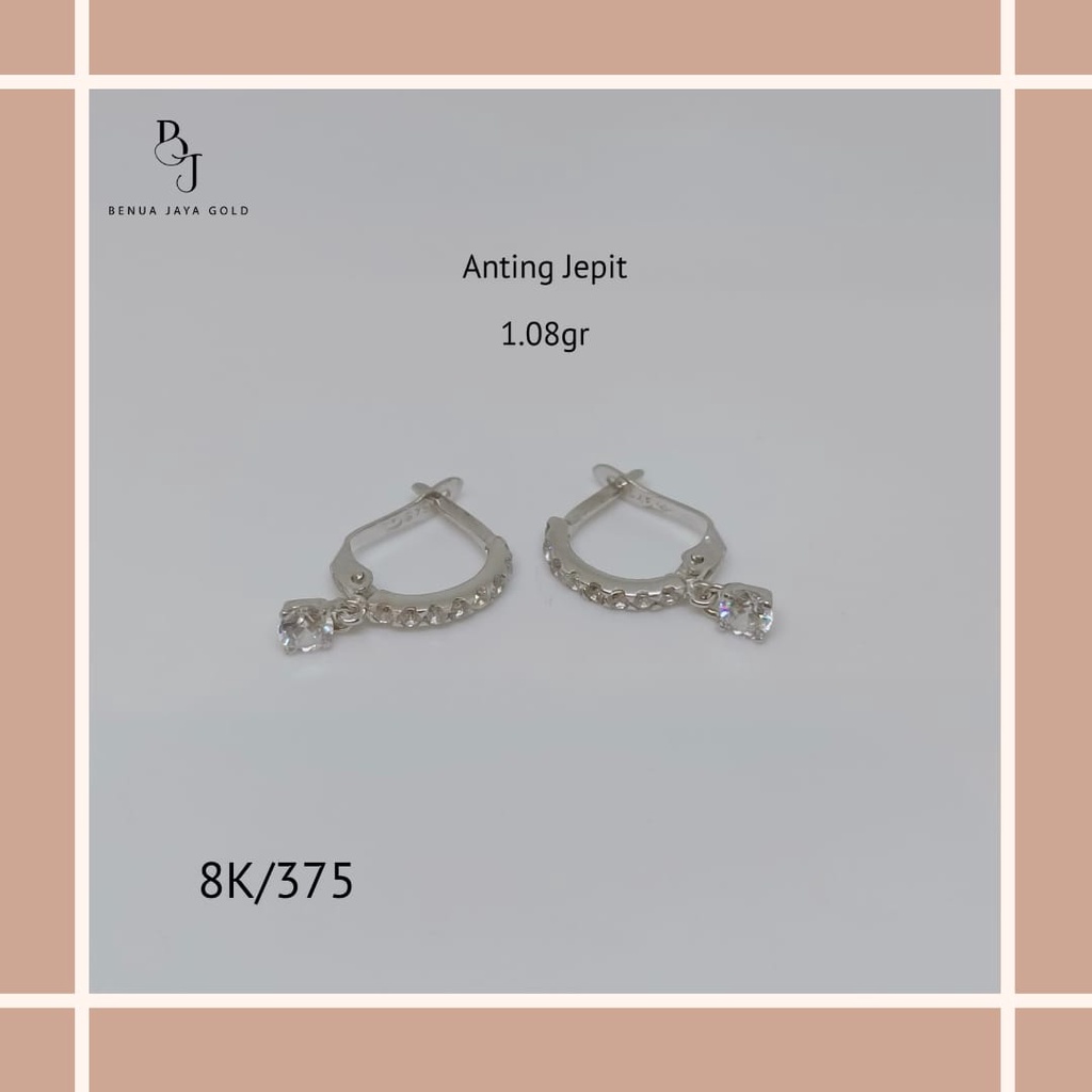 Anting Emas Putih Jepit Listring 8K/375
