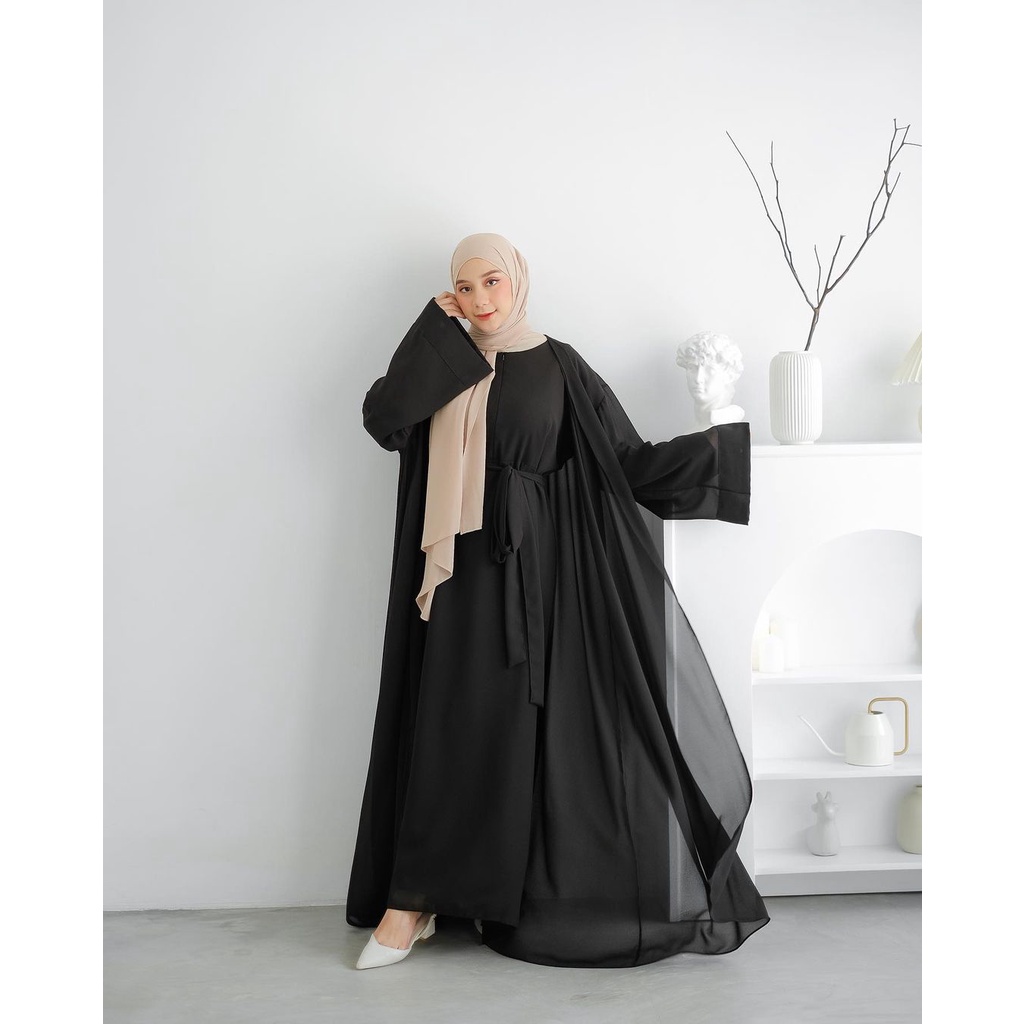 Ladyra Set Abaya wanita dewasa terbaru kekinian_hits // harga promo bahan ceruty babydoll lapis full furing, zipper depan nyaman digunakan ukuran s, L dan XL LD 120