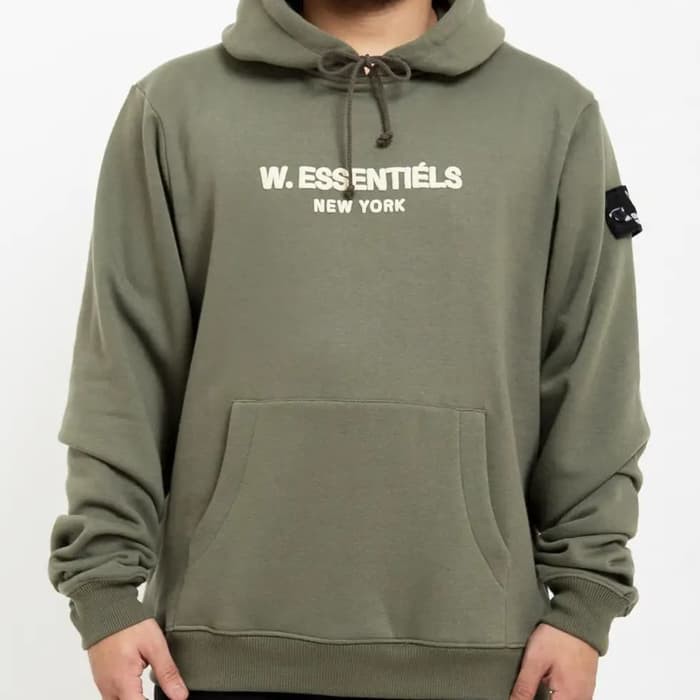 W.ESSENTIELS | ECUME | HOODIE | OLIVE GREEN - Hijau- S