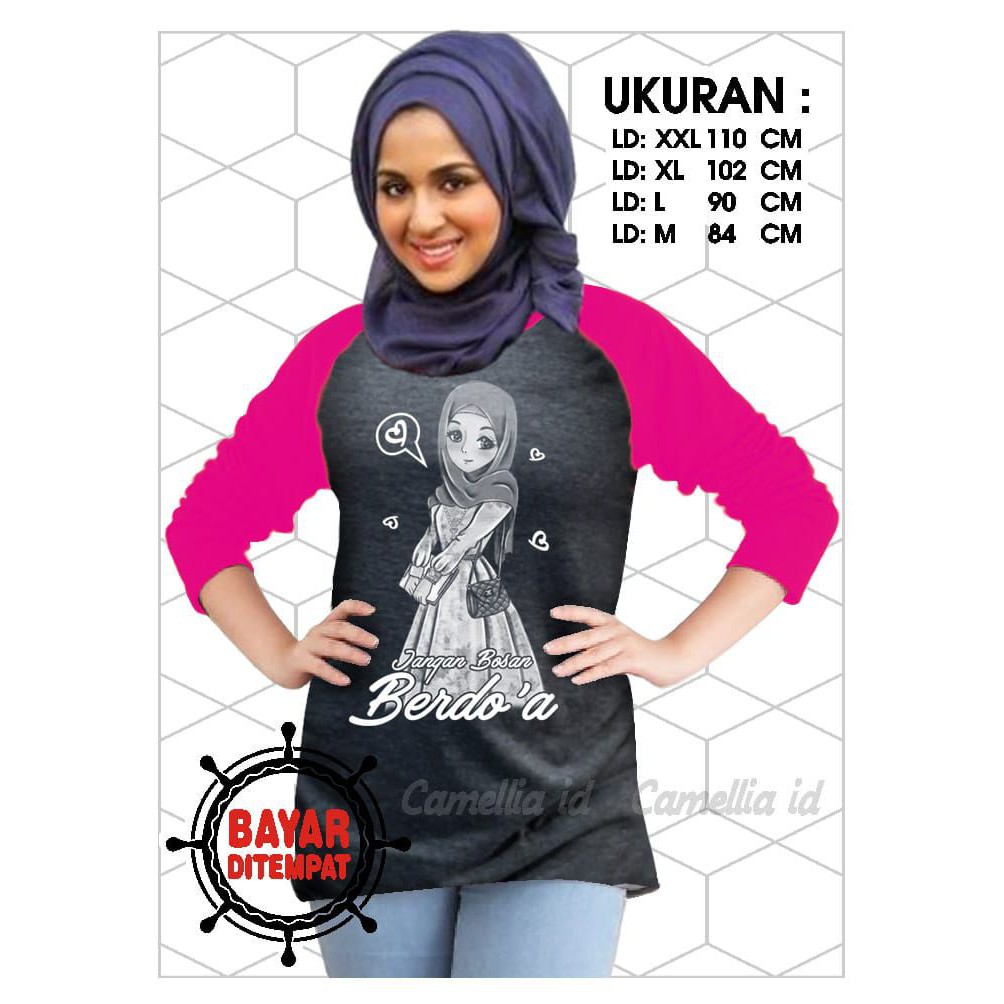 Kaos Raglan (BERDOA)/Kaos Wanita Lengan 3/4/ Kaos Wanita/ Kaos Cewe/ Kaos Oblong/Misty