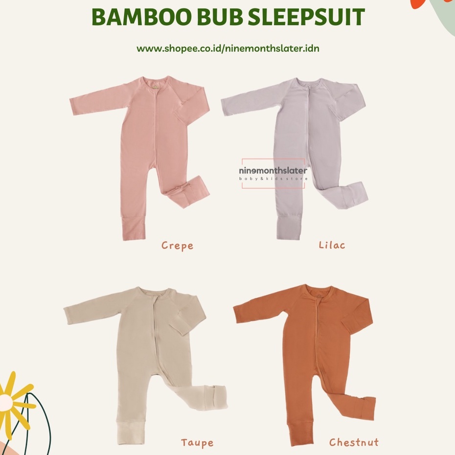 Bamboo and Bub - Sleepsuit Zipper Sleep Suit Baju Tidur Anak Bayi  Lengan Panjang Resleting Piyama Bambu