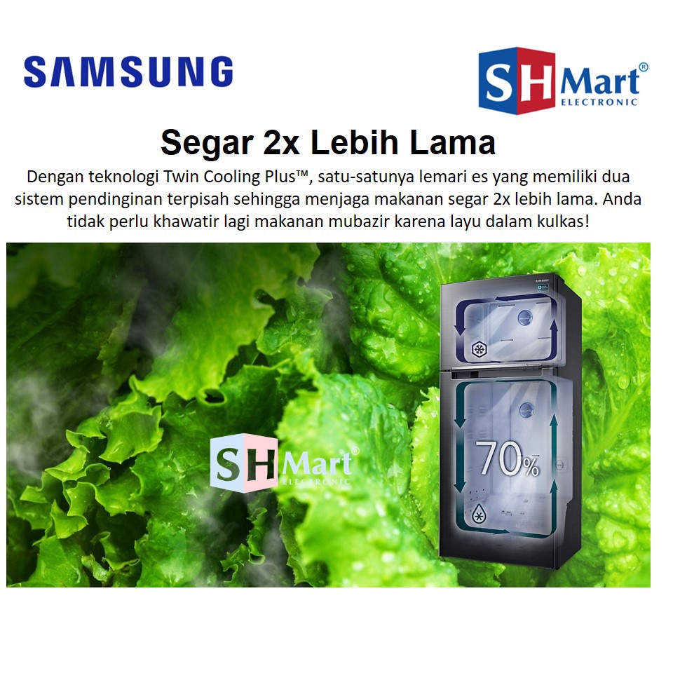 SAMSUNG KULKAS INVENTER 2 PINTU RT46K6231BS RT46K HEMAT LISTRIK WARNA BLACK STAINLESS (MEDAN)