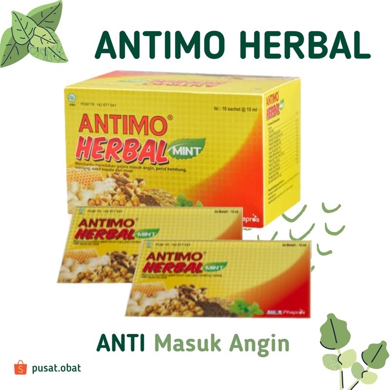 Antimo Herbal * Anti Masuk Angin * 1 Box 10 Sachser