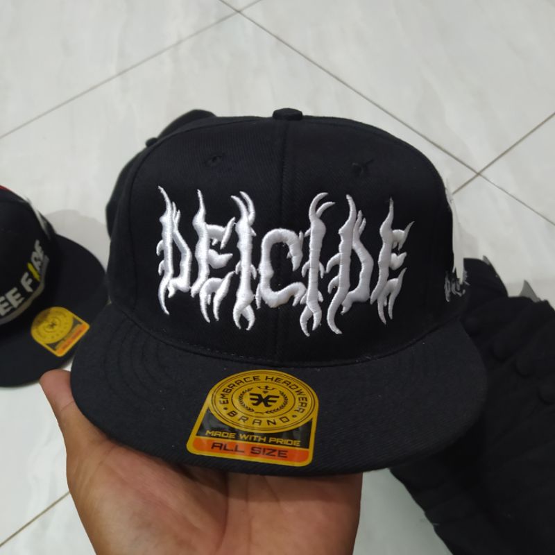 Topi Snapback metal distro pria Bordir Deicide