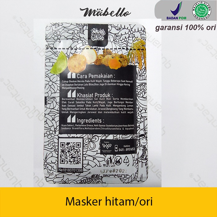 Mabello Masker Hitam masker wajah bedda lotong mabelo 2in1 facial scrub &amp; mask lulur wajah beda lotong