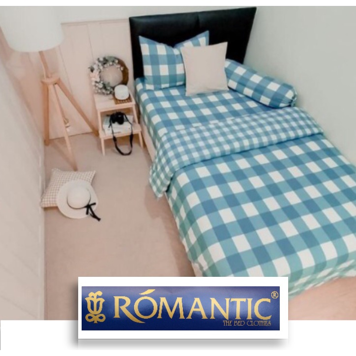 Seprai  Korea Aesthetic Kotak Biru by ROMANTIC gingham katun