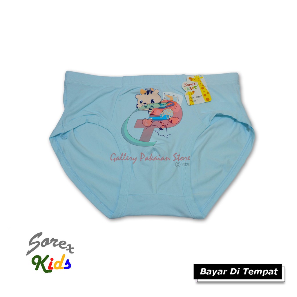 Sorex Kids Celana Dalam anak pria isi 6 pcs size M/L/XL usia 4-10 th bahan katun super soft terlaris