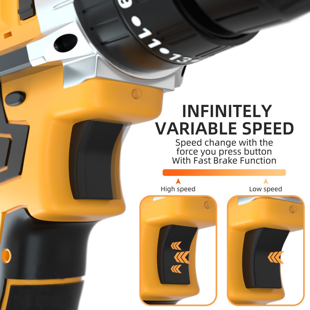 198VF/98VF Mesin Bor Impact Drill Yoogoo Cordless Elektrik Drill with 2 baterai and led light Mesin bor baterai bor Bor Impact Drill Mesin Bor Elektrik Cordless listrik