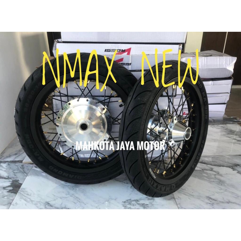 Paketan Velg Rossi ring 14 Tromol VND khusus untuk Motor Nmax New/Old/yamaha lexi  sudah termasuk ban tubeless (tidak termasuk cakram) Ban Merk Maxxis FDR Motif ban tergantung stock gudang
