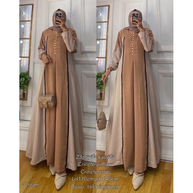 Gamis Syifa Kasyifa Crinkle Strip 069