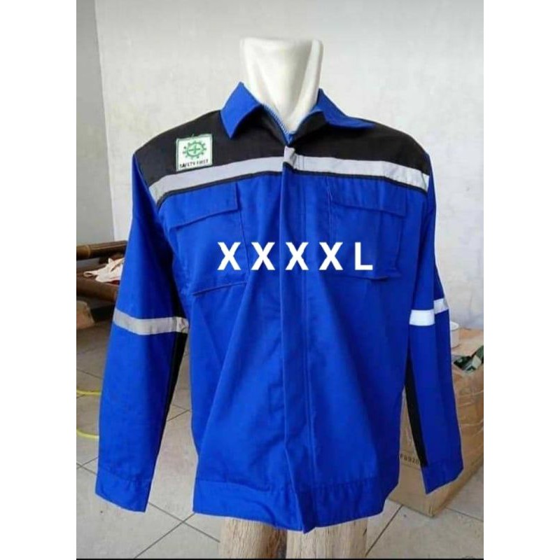 RESLETING BAJU SAFETY SUPER JUMBO 5XL XXXXL BIRU HITAM