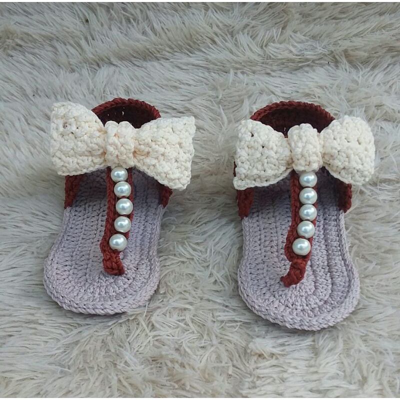 sendal bayi rajut sepatu bayi cewek handmade