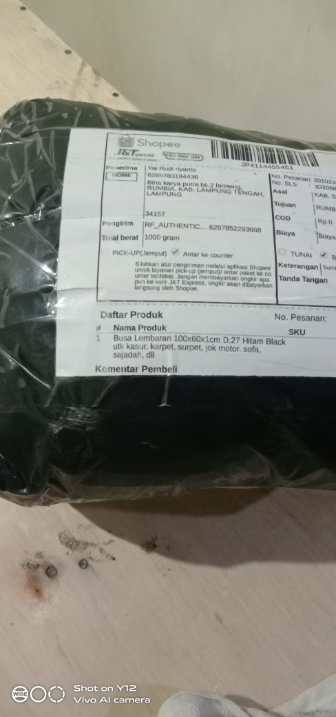 Busa Lembaran 100x60x1 Cm Pu Foam Sponge Spon Density 27 Hitam Kasur Karpet Surpet Jok Sofa Sajadah