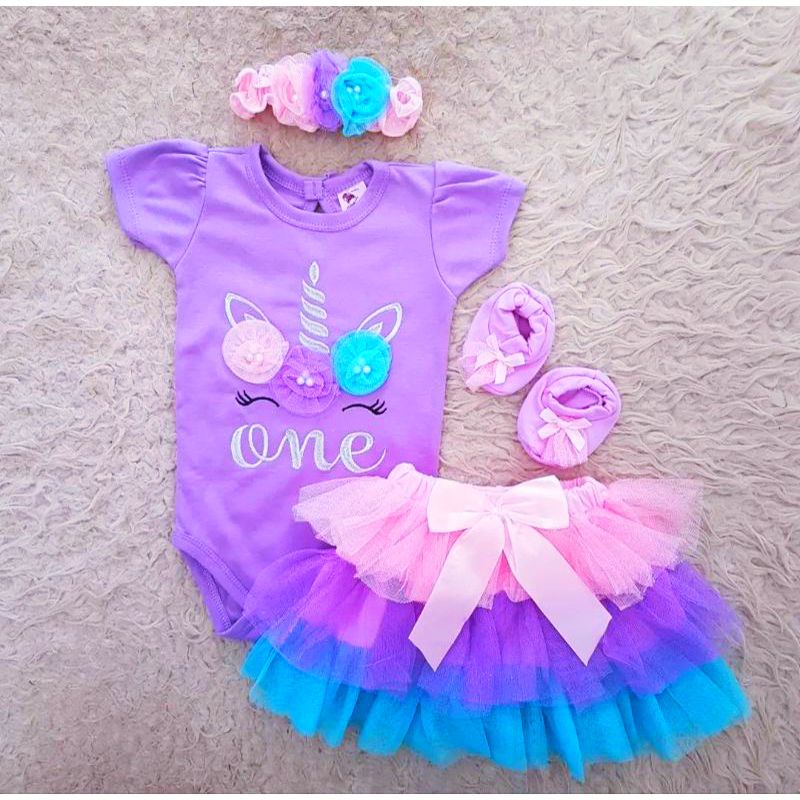 SETELAN BAJU JUMPER BAYI PEREMPUAN 0-18 BULAN+BANDO+SEPATU / SET JUMPER ROK TUTU FREE BANDO UNICORN / SETELAN BAJU BAYI CEWEK LUCU / SETELAN JUMPER ROK TUTU UNICORN BUNGA FLOWER POLKADOT