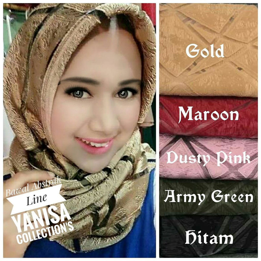 JILBAB SEGIEMPAT BAWAL SQUARE &quot;ABSTRAK LINE&quot; LINEN