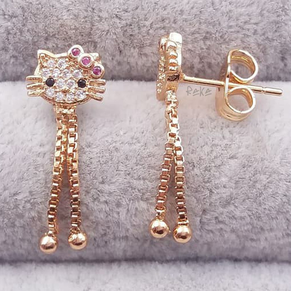 RAKA Acc - Anting Tusuk / Stud HELLO KITTY Juntai Xuping Gold Perhiasan Aksesoris Wanita Lapis Emas 149