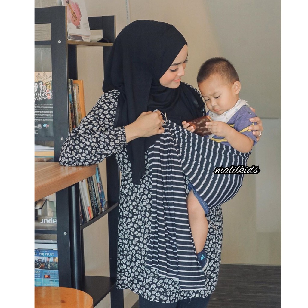 Malilkids Gendongan Bayi Ring Sling Kaos Gasing Stripe