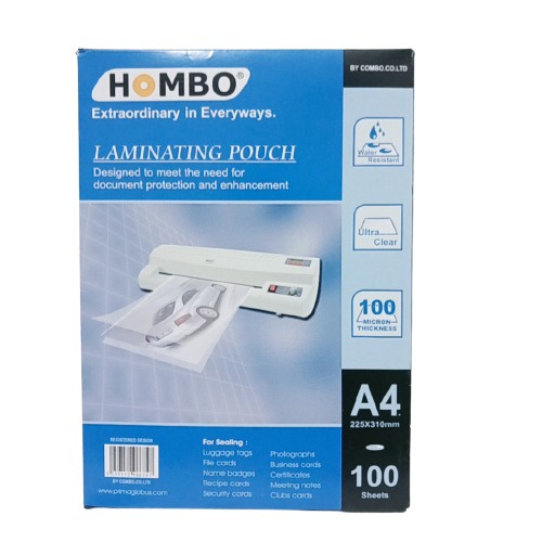 

PLASTIK LAMINATING HOMBO A4 100 MIC ISI 100 SHEETS